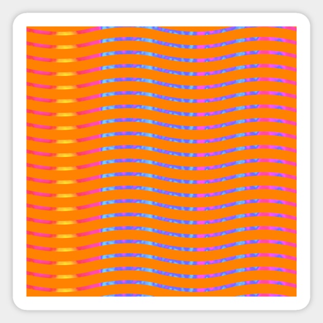 Wavy Lines Rainbow on Orange Sticker by ArtticArlo